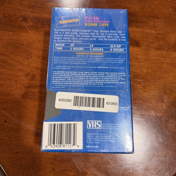 Blockbuster T-120 High Standard Blank VHS Tape 3-Pack 6 Hours - Picture 3 of 3